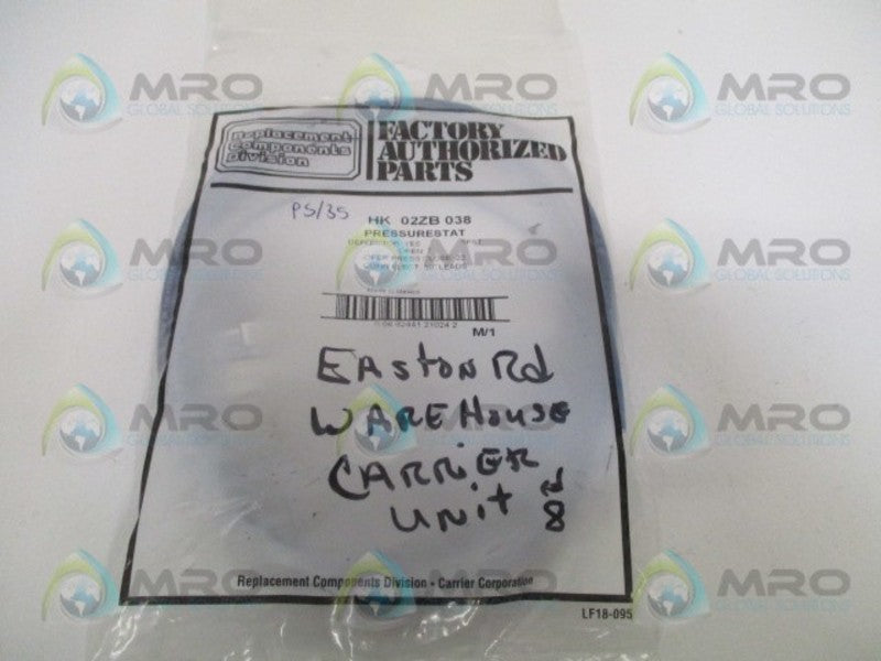 FACTORY AUTHORIZED PARTS HK02ZB038 PRESSURESTAT SWITCH * NEW IN FACTORY BAG *