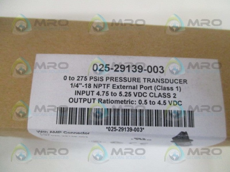 JOHNSON CONTROLS 025-29139-003 PRESSURE TRANSDUCER 0-275 PSIS * FACTORY SEALED *