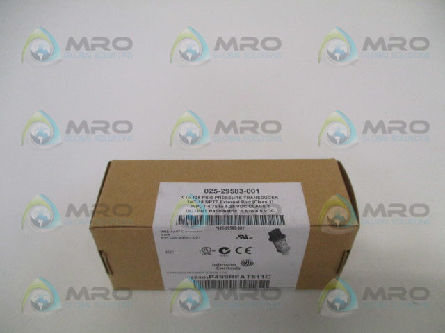JOHNSON CONTROLS P499RFAT511C PRESSURE TRANSDUCER 0-125 PSI *FACTORY SEALED*