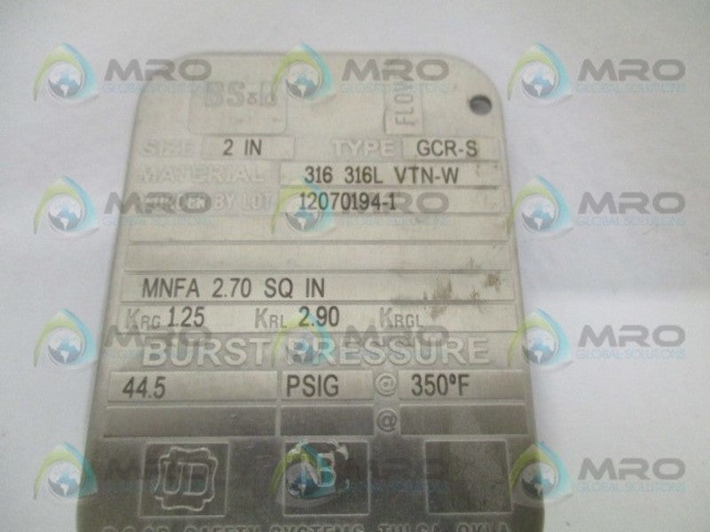 BS&B GCR-S RUPTURE DISC 44.5 PSIG 350 F 2"  NSNP