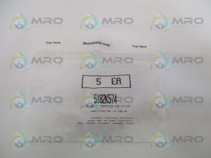 INDUSTRIAL MRO 5182K574 TUBE FITTING 1/4" (PKG OF 5) *NEW IN FACTORY BAG*