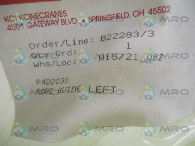 KONECRANES P4D2035 ROPE GUIDE LEFT *NEW NO BOX*