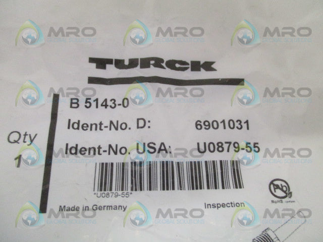 TURCK B5143-0 FEMALE CONNECTOR *NEW IN FACTORY BAG*