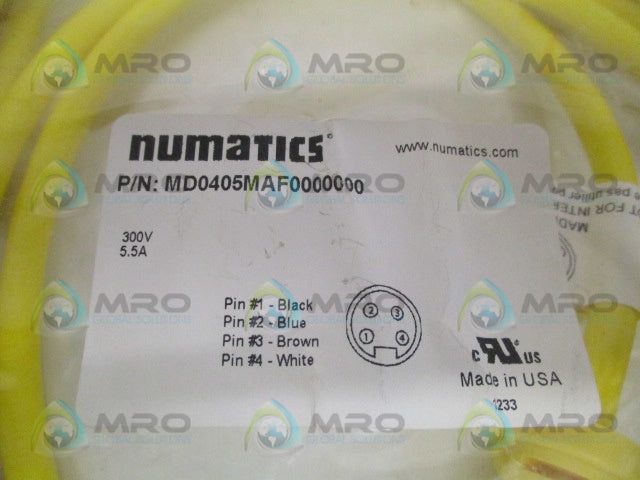 NUMATICS MD0405MAF0000000 POWER CORDSET *NEW IN FACTORY BAG*
