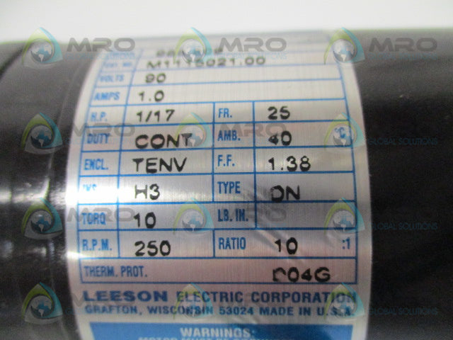 LEESON M1115021.00 DC GEARMOTOR HP 1/17 *NEW NO BOX*