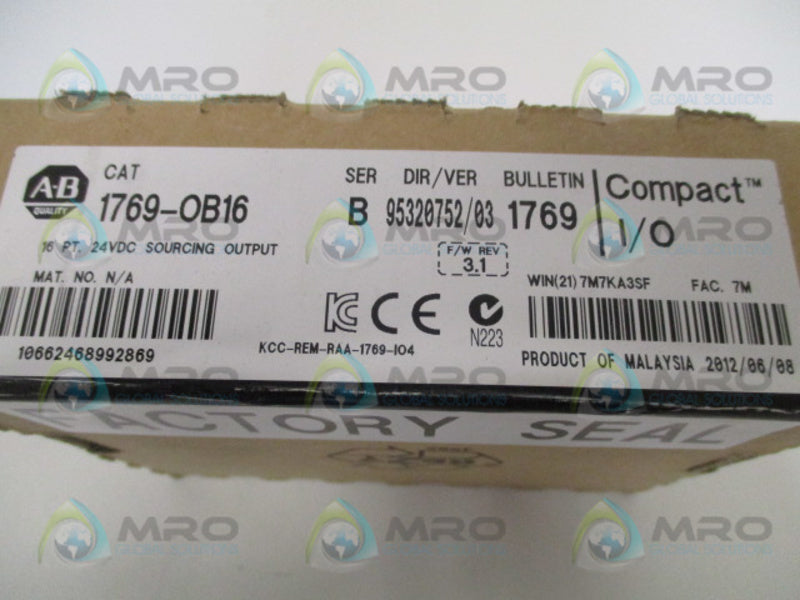 ALLEN BRADLEY 1769-OB16 SER. B F/W 3.1 DATE: 2012 * FACTORY SEALED *
