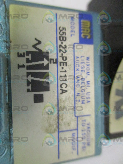 MAC 55B-22-PE-111CA SOLENOID VALVE *USED*