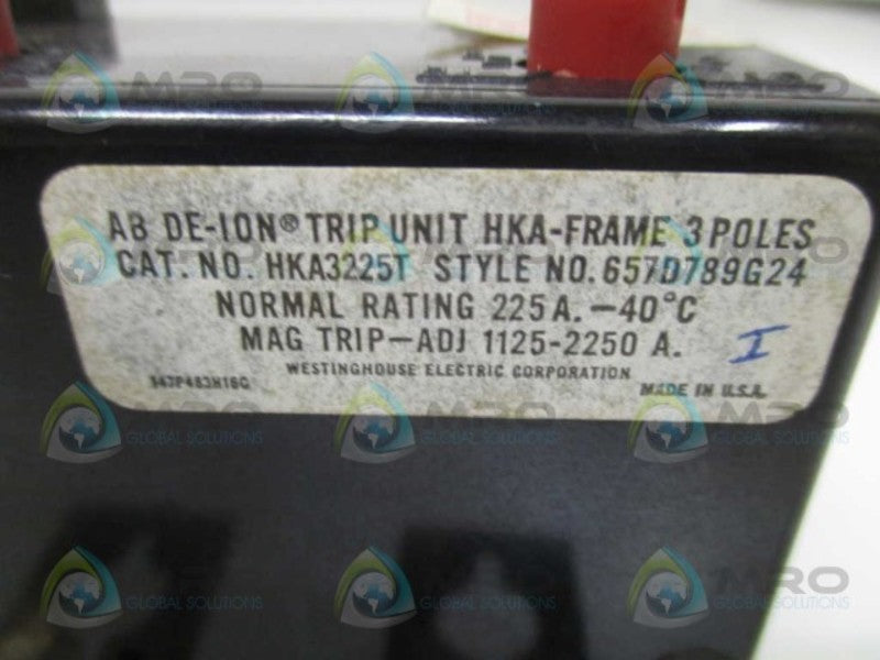 WESTINGHOUSE HKA3225T TRIP UNIT 225A *USED*