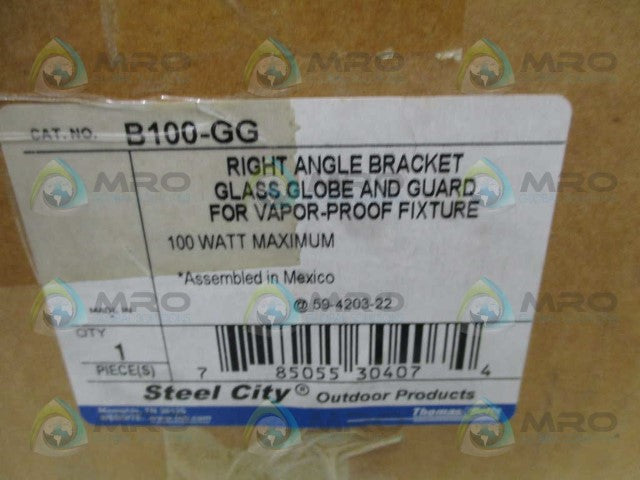 THOMAS & BETTS B100-GG RIGHT ANGLE BRACKET GLASS GLOBE/GUARD *NEW IN BOX*