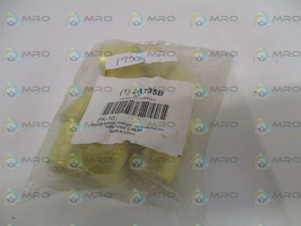 GRAINGER 2A735B BRASS FERRULE 1/2" (PKG OF 10) *NEW IN FACTORY BAG*