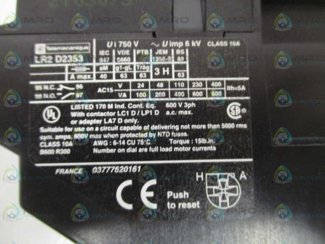 TELEMECANIQUE LR2D2353 THERMAL OVERLOAD RELAY 23-32A *USED*