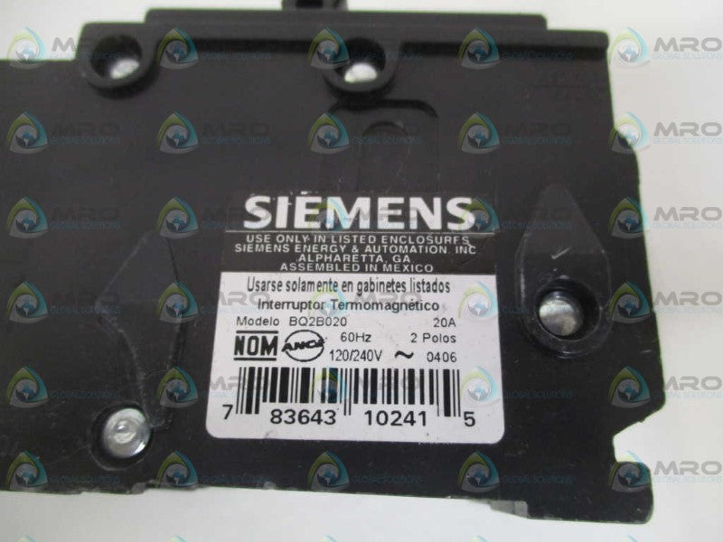 SIEMENS BQ2B020 CIRCUIT BREAKER 20A *NEW NO BOX*
