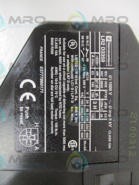 TELEMECANIQUE LR2D3359 THERMAL OVERLOAD RELAY 48-65A *USED*