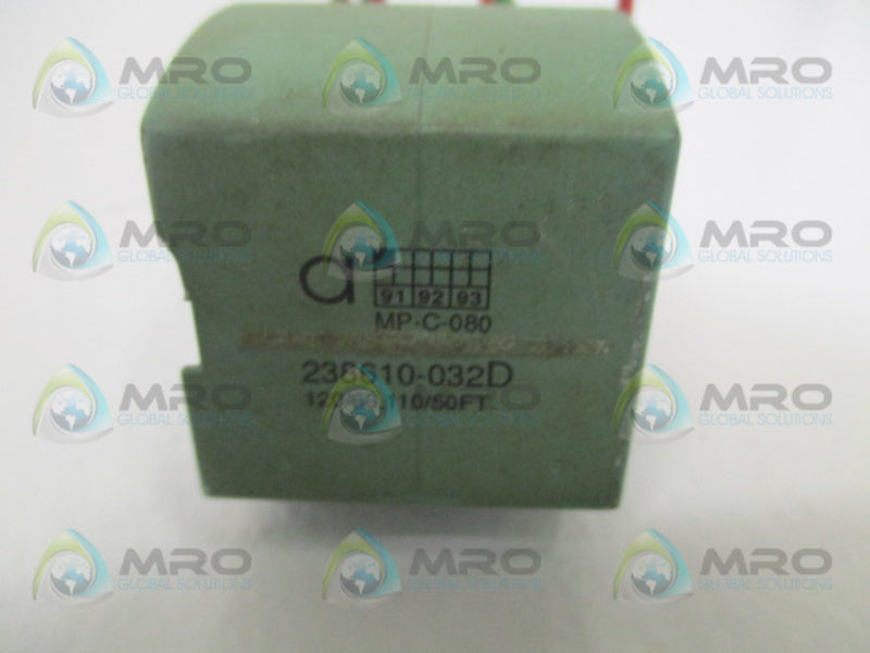 ASCO 238610-032D SOLENOID VALVE COIL 110/120V *USED*