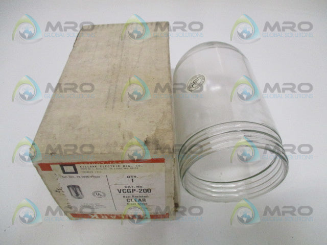 KILLARK VCGP-200 HEAT RESISTANT CLEAR GLASS GLOBE *NEW IN BOX*