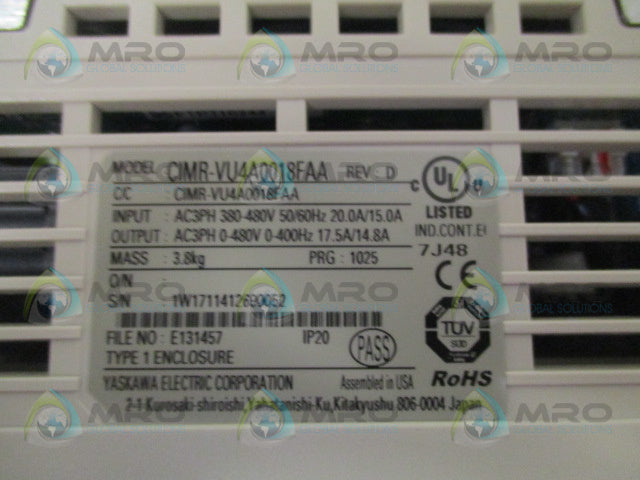YASKAWA CIMR-VU4A0018FAA AC DRIVE *NEW NO BOX*