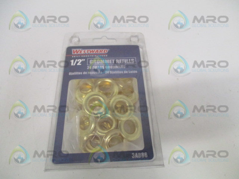 WESWARD 3AB86 BRASS GROMMETS 1/2" (PKG OF 24) *NEW IN ORIGINAL PACKAGE*