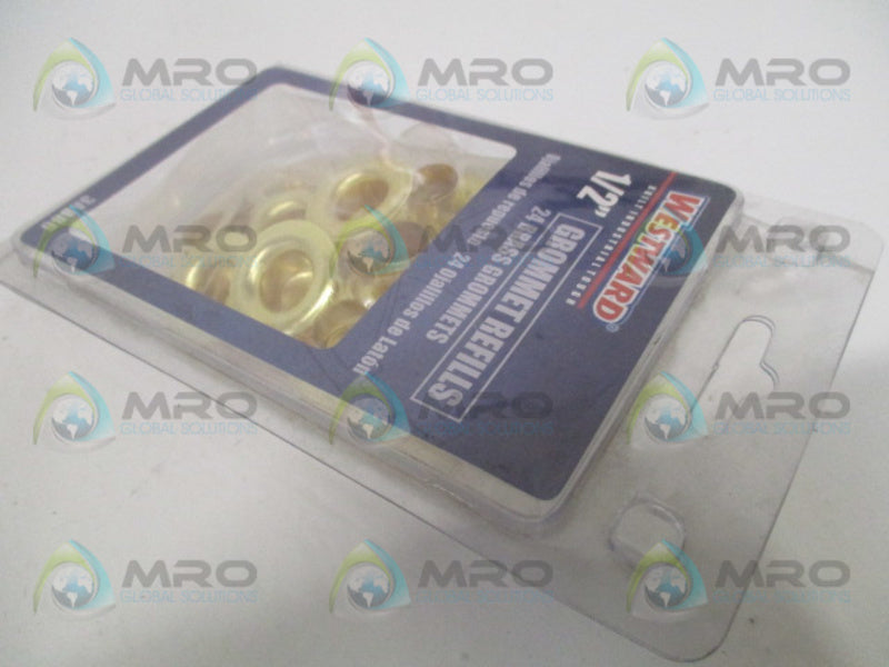 WESWARD 3AB86 BRASS GROMMETS 1/2" (PKG OF 24) *NEW IN ORIGINAL PACKAGE*