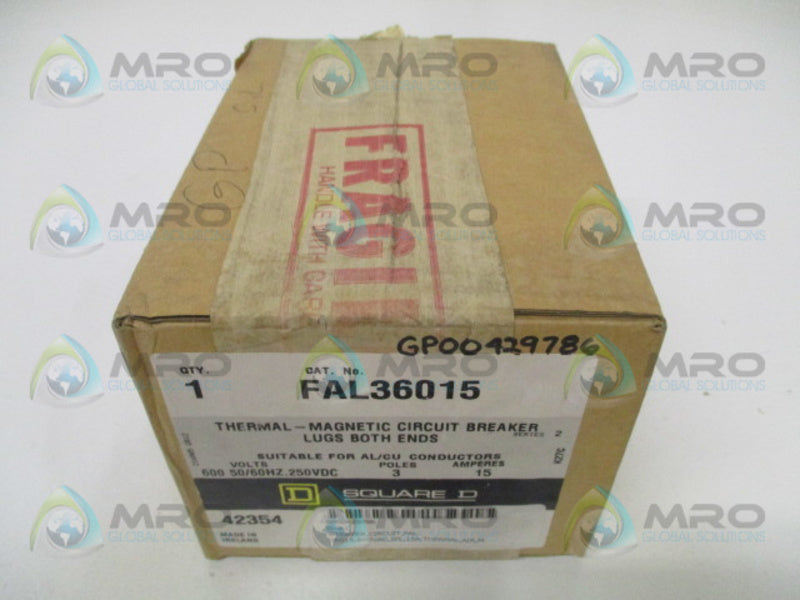 SQUARE D FAL36015 CIRCUIT BREAKER 15A (GREY) *FACTORY SEALED*