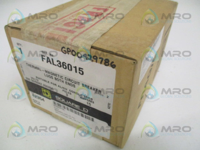 SQUARE D FAL36015 CIRCUIT BREAKER 15A (GREY) *FACTORY SEALED*