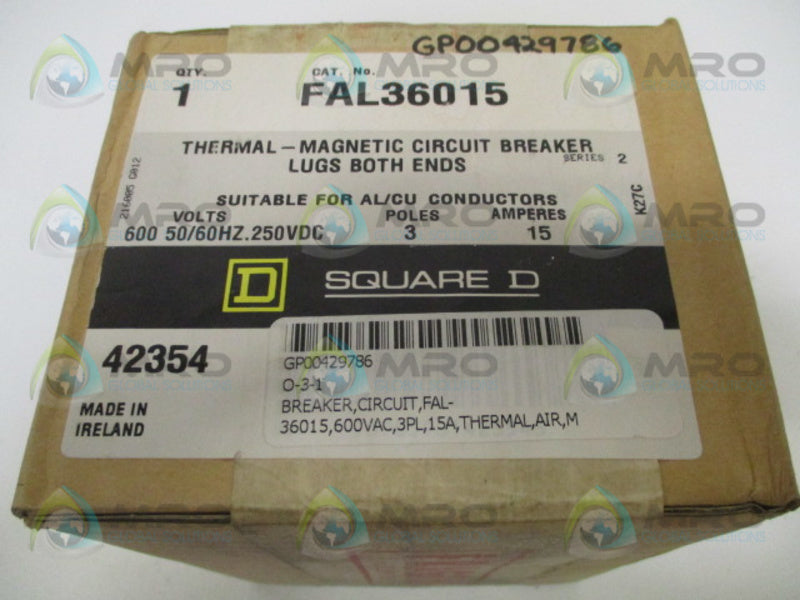 SQUARE D FAL36015 CIRCUIT BREAKER 15A (GREY) *FACTORY SEALED*