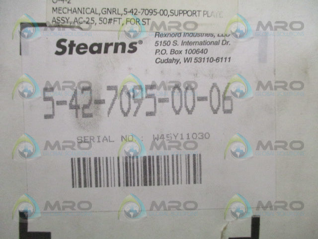 STEARNS 5-42-7095-00-06 MECHANICAL PLATE ASSEMBLY *NEW IN BOX*