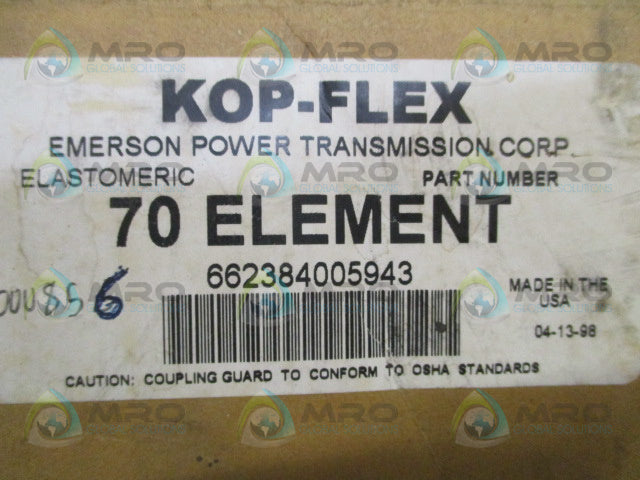 KOP-FLEX 70-ELEMENT 662384005943 ELASTOMERIC FLEX COUPLING *NEW IN BOX*