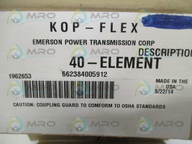 KOP-FLEX 40-ELEMENT 1962653 ELASTOMERIC FLEX COUPLING *NEW IN BOX*