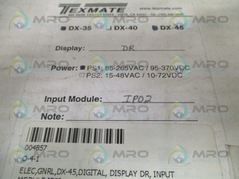 TEXMATE DX-35-DR-PS1-IP02 PROGRAMMABLE PANEL METER CONTROLLER *NEW IN BOX*