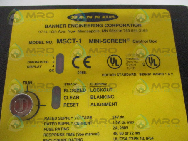 BANNER ENGINEERING MSCT-1 CONTROL BOX (NO KEY) *NEW NO BOX*