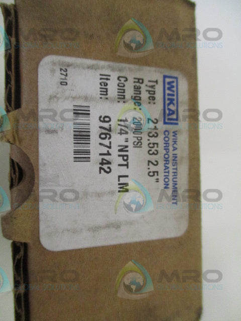WIKA 9767142 PRESSURE GAUGE 2000 PSI *NEW IN BOX*