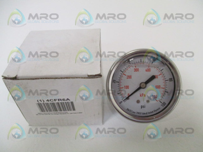 GRAINGER 4CFR6A PRESSURE GAUGE 0-100 PSI 0-700 KPA *NEW IN BOX*