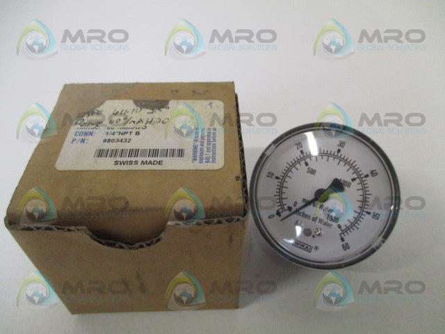 WIKA 9803432 611.10 2.5" PRESSURE GAUGE 60"/mmH2O *NEW IN BOX*