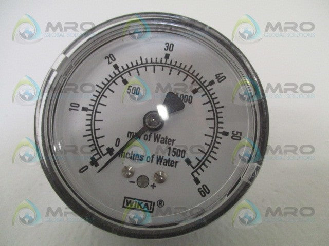 WIKA 9803432 611.10 2.5" PRESSURE GAUGE 60"/mmH2O *NEW IN BOX*