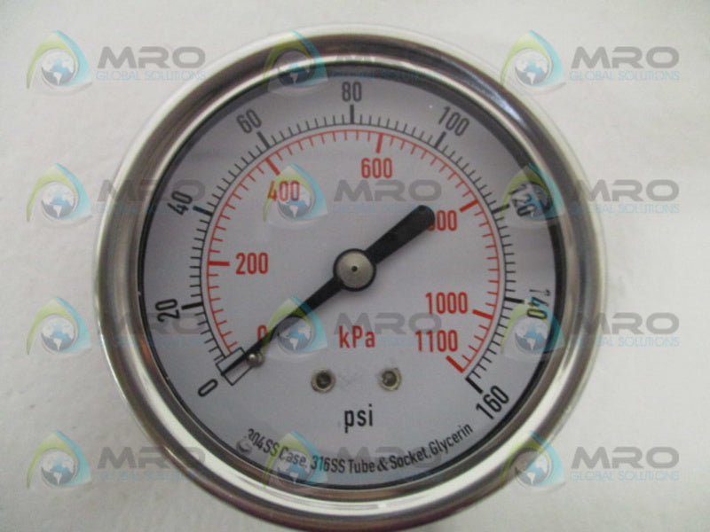 GRAINGER 4CFH5A PRESSURE GAUGE 0-160 PSI 0-1100 KPA *NEW IN BOX*