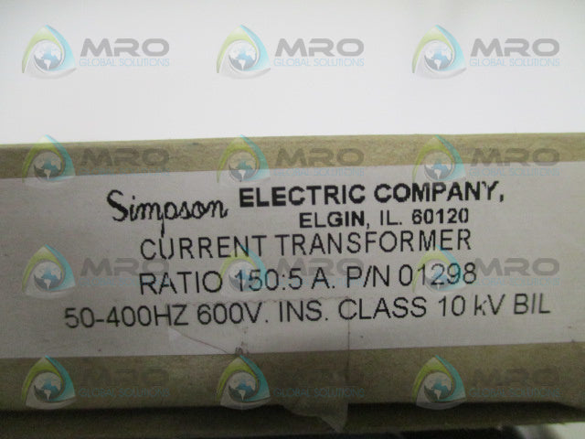 SIMPSON 01298 CURRENT TRANSFORMER RATIO 150:5 *NEW IN BOX*