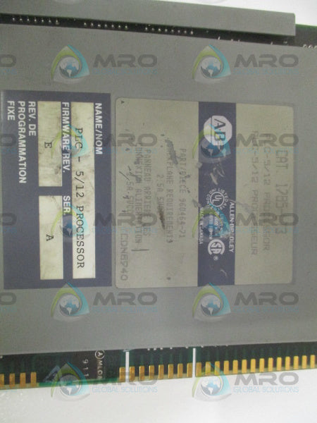 ALLEN BRADLEY 1785-LT3 SER. A F/W E PROCESSOR MODULE (NO KEY) UNMP