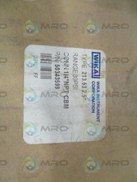 WIKA 50343599 213.53 2.5" PRESSURE GAUGE 0-30 PSI *NEW IN BOX*
