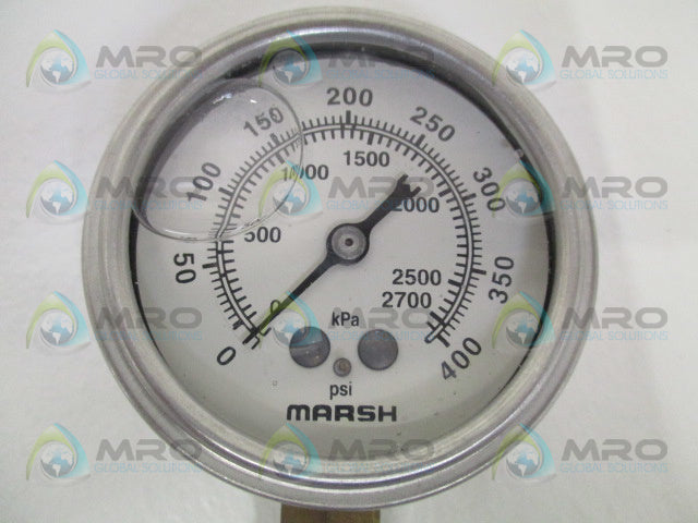 MARSH INSTRUMENT J7660P PRESSURE GAUGE 0-400 PSI 0-3700 KPA *NEW IN BOX*