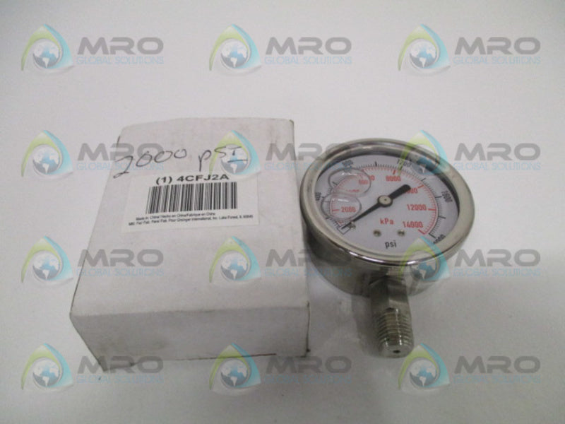 GRAINGER 4CFJ2A PRESSURE GAUGE 0-2000 PSI 0-14000 KPA *NEW IN BOX*