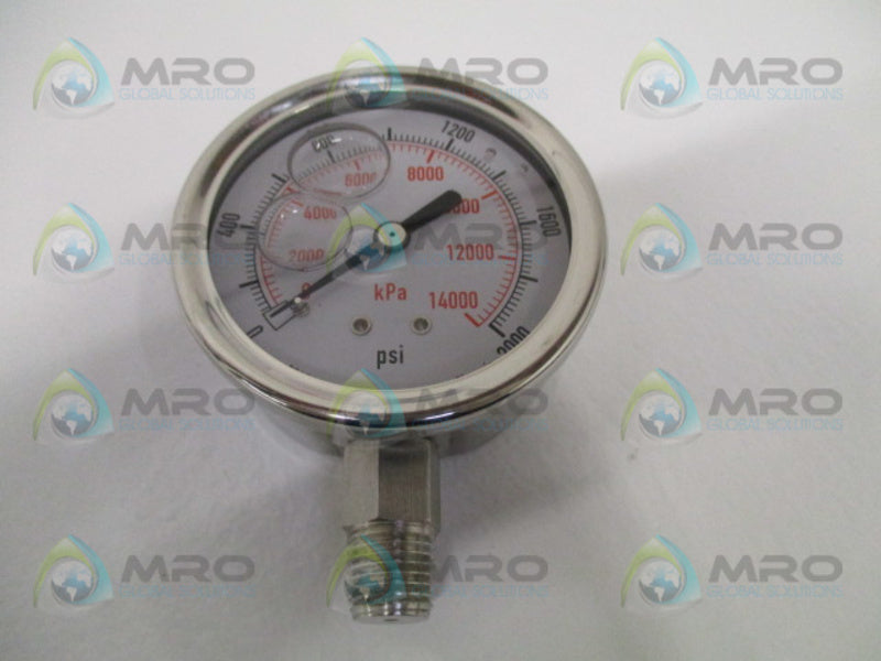 GRAINGER 4CFJ2A PRESSURE GAUGE 0-2000 PSI 0-14000 KPA *NEW IN BOX*