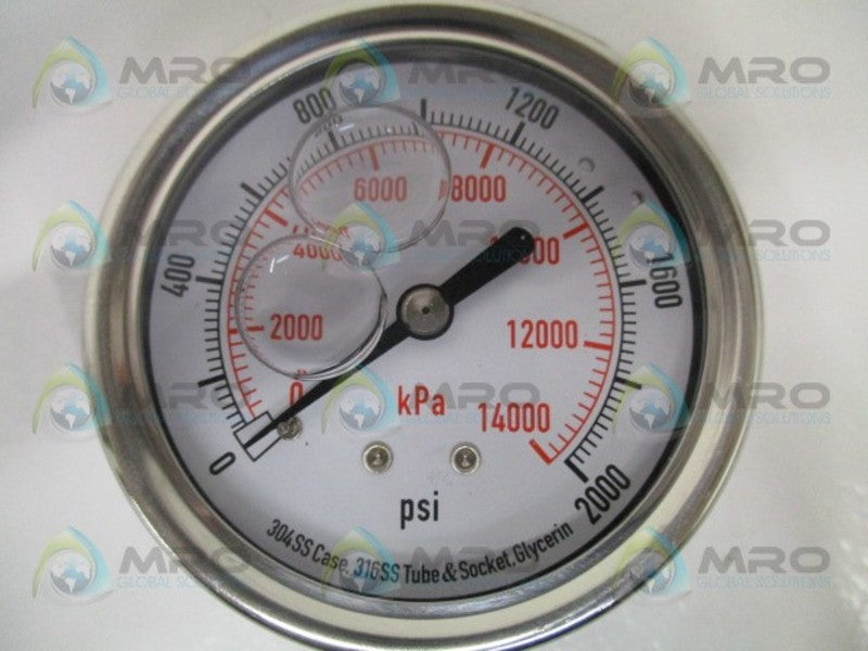 GRAINGER 4CFJ2A PRESSURE GAUGE 0-2000 PSI 0-14000 KPA *NEW IN BOX*