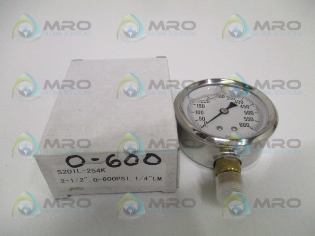 PIC S201L-254K PRESSURE GAUGE 0-600 PSI *NEW IN BOX*