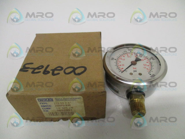 WIKA 9692091 213.53 2.5" PRESSURE GAUGE 0-200 PSI/BAR *NEW IN BOX*