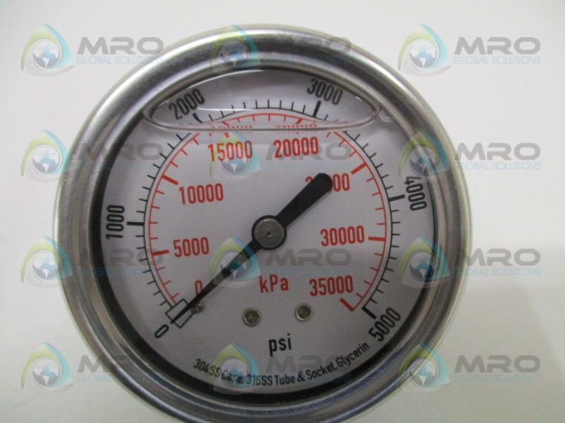 GRAINGER 4CFU6A PRESSURE GAUGE 0-5000 PSI 0-35000 KPA *NEW IN BOX*