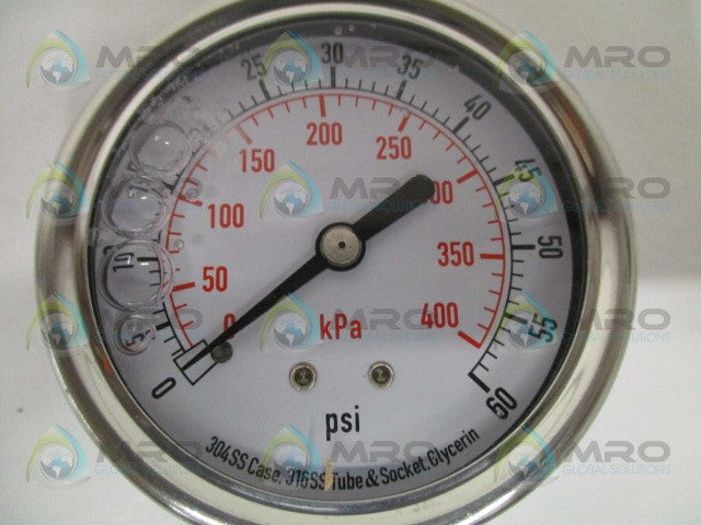 GRAINGER 4CFH3A PRESSURE GAUGE 0-60 PSI 0-400 KPA *NEW IN BOX*