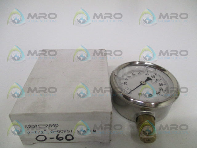 PIC S201L-254D PRESSURE GAUGE 0-60 PSI *NEW IN BOX*