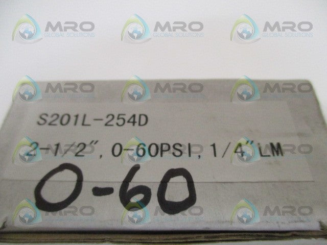 PIC S201L-254D PRESSURE GAUGE 0-60 PSI *NEW IN BOX*