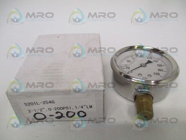 PIC S201L-254G PRESSURE GAUGE 0-200 PSI *NEW IN BOX*