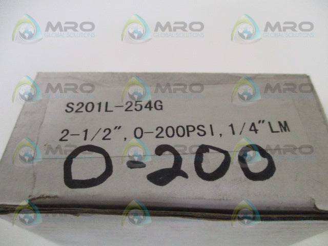 PIC S201L-254G PRESSURE GAUGE 0-200 PSI *NEW IN BOX*